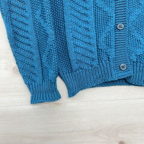 Vintage Pendleton 100% Virgin Wool Sweater Teal Blue Cardigan Women S USA Made - Picture 6 of 8